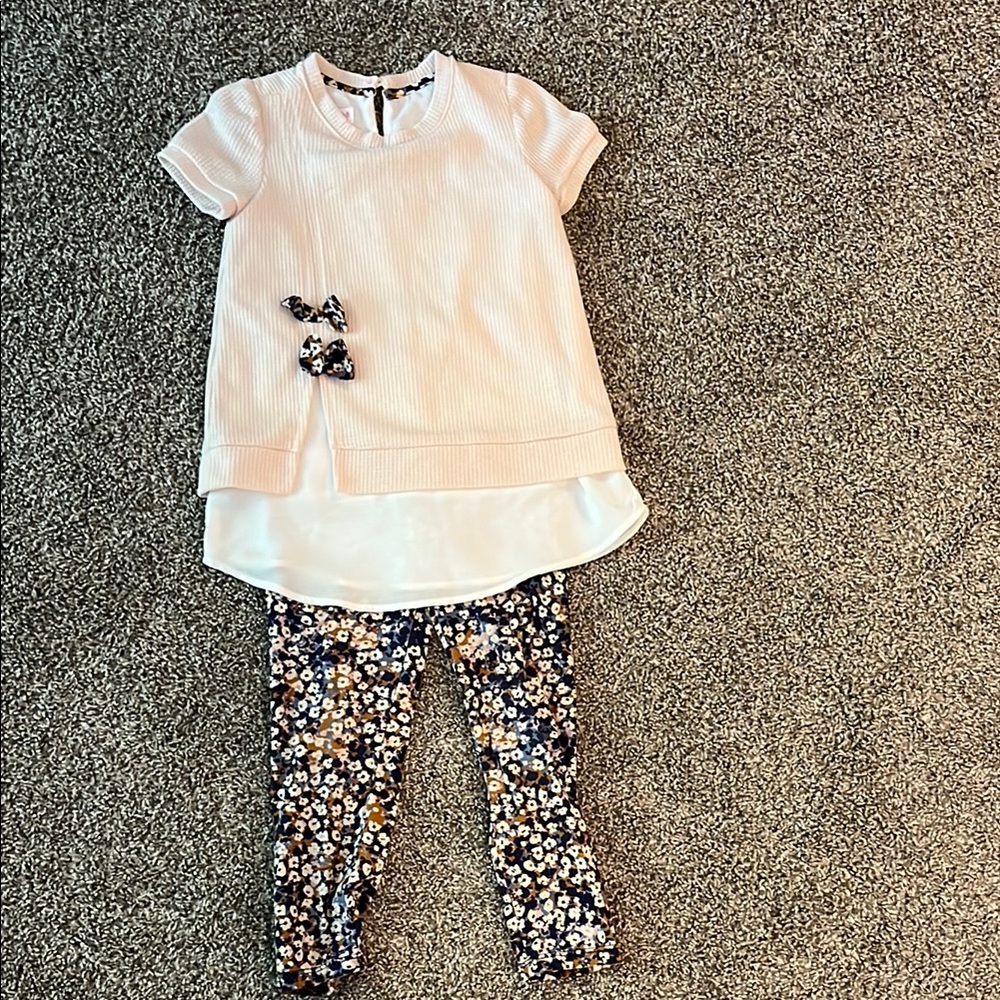 Floral Leggings and Pink Top Set